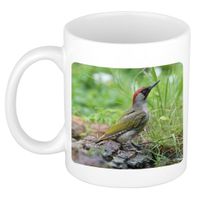 Dieren foto mok groene specht - vogels beker wit 300 ml