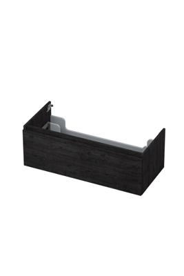 Onderkast INK 1 lade greeploos met houten keerlijst 100 cm x 45 cm x 35 cm Houtskool eiken 1257548