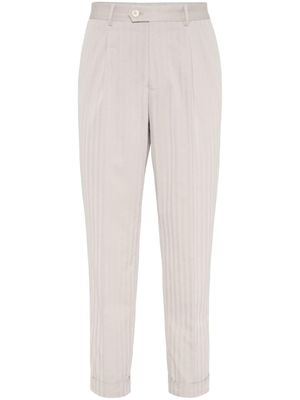 Brunello Cucinelli pantalon de costume à rayures - Tons neutres