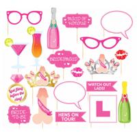 Vrijgezellenfeest Bruiloft foto props set - 20-delig - roze - party - photo booth accessoires