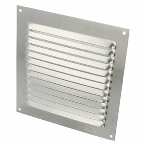 AMIG Ventilatierooster/muurrooster - 150 x 150mm - aluminium - zilver - schoepenrooster