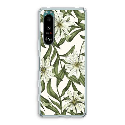 Wit bloemenpatroon: Sony Xperia 5 III Transparant Hoesje