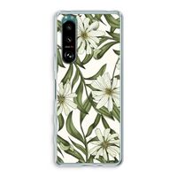 Wit bloemenpatroon: Sony Xperia 5 III Transparant Hoesje Wit bloemenpatroon: Sony Xperia 5 III Transparant Hoesje