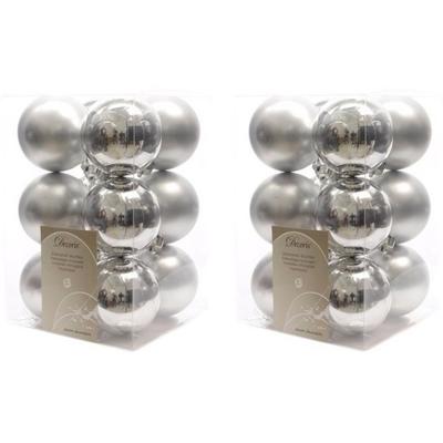 Decoris kerstballen - 24x st - zilver - 6 cm - kunststof - mat/glans - kerstversiering