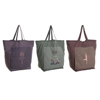 Stoffen tas DKD Home Decor Bruin Groen Bordeaux Canvas 68 x 30 x 55 cm (3 Stuks)