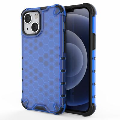 Lunso - Honinggraat Armor Backcover hoes - iPhone 13 Mini - Blauw