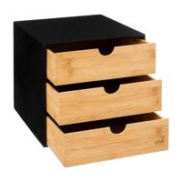 Kantoor organizer ladeblok - 3 lades - 25 x 31 x 24 cm - bamboe hout