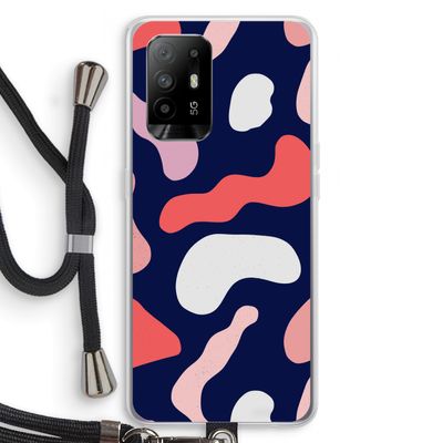Memphis Shapes Pink: Oppo A94 5G Transparant Hoesje met koord