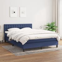 Boxspring met matras stof blauw 140x190 cm