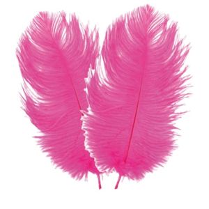 Struisvogelveren/sierveren - 2x - fuchsia - 30-35 cm - decoratie/hobbymateriaal   -