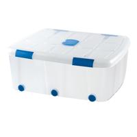 Plasticforte Opslagbak/box met deksel - 1x - 100L - 80 x 60 x 33 cm - transparant - met wielen