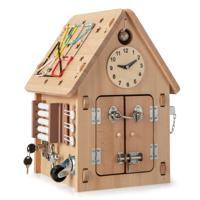 Speelhuisje voor Kinderen Sensorisch Speelgoedhuis met Zintuiglijke Spelletjes en Opbergruimte Binnenin Montessori-Speelgoed Natuur