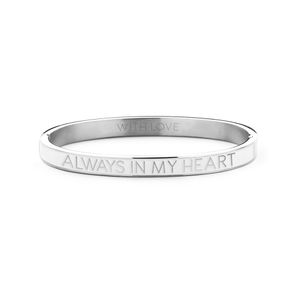 Key Moments 8KM BC0002 Stalen Bangle met Tekst Always in My Heart One-size Zilverkleurig / Wit