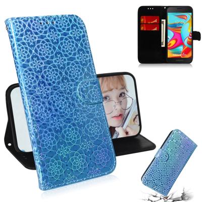 Voor Galaxy a2 core effen kleur kleurrijke magnetische Buckle horizontale Flip PU lederen draagtas met houder & kaartsleuven & portemonnee & Lanyard (