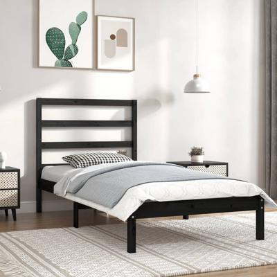 Bedframe massief grenenhout zwart 100x200 cm