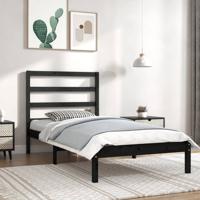 Bedframe massief grenenhout zwart 100x200 cm
