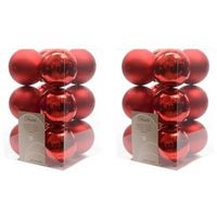 24x Kunststof kerstballen glanzend/mat kerst rood 6 cm kerstboom versiering/decoratie   - - thumbnail