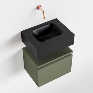Toiletmeubel Mondiaz Andor | 40 cm | Meubelkleur Army | Lex vrijhangend wastafel Urban Midden | Zonder kraangat