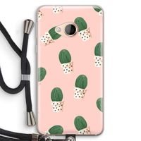 Cactusprint roze: HTC U Play Transparant Hoesje met koord