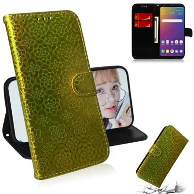 Voor LG Stylo 5 effen kleur kleurrijke magnetische Buckle horizontale Flip PU lederen draagtas met houder & kaartsleuven & portemonnee & Lanyard (goud