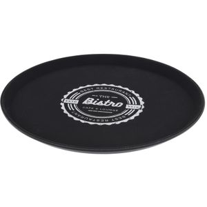 Zwart anti-slip dienblad kunststof 36 cm bistro