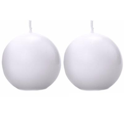 Bolvormige kaarsen - 2x - ivoor wit - Dia 8 cm - 20 branduren - Sfeerkaarsen