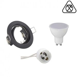 LED Spot Set - Trion - GU10 Fitting - Inbouw Rond - Mat Zwart - 6W - Natuurlijk Wit 4200K - Kantelbaar Ø83mm