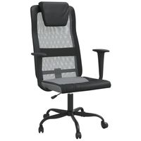 vidaXL Kantoorstoel verstelbare hoogte mesh en kunstleer grijs zwart - thumbnail