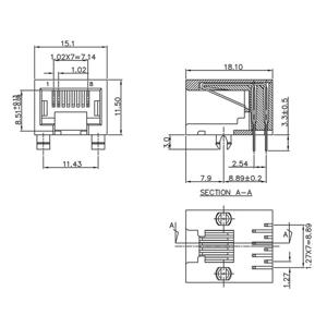 encitech RJJU-88-142-E3H-033 RJ45-connector 3253-0025-02 Bus, inbouw horizontaal Aantal polen 8P8C Zwart 1 stuk(s)