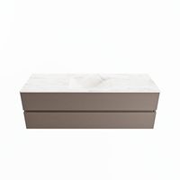 MONDIAZ VICA-DLUX 150cm badmeubel onderkast Smoke 2 lades. Inbouw wastafel CLOUD midden 1 kraangat, kleur Ostra.