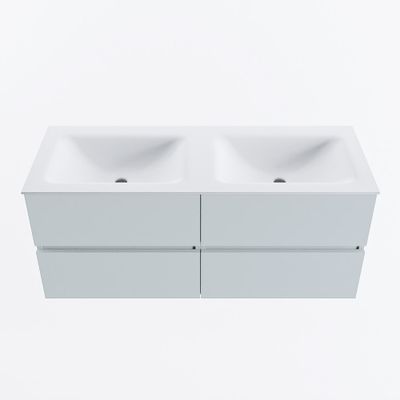 MONDIAZ VICA 120cm badmeubel onderkast Clay 4 lades. Wastafel CLOUD dubbel zonder kraangat, kleur Talc.