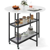 Opvouwbare Eettafel met Marmerlook Mobiele Klaptisch voor 2-4 Personen Keukentafel Wit