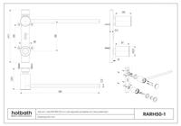 Hotbath &MORE set van 1 rails RARH 50 ROUND 50 cm met separate schakelaar en inbouw element Geborsteld Gunmetal PVD (RARH50-1BGP)