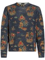 ETRO pull en lin mélangé à motif imprimé - Bleu