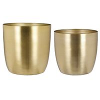 Plantenpot/bloempotten set - 4x stuks - metaal - goud - D20 en D24 cm