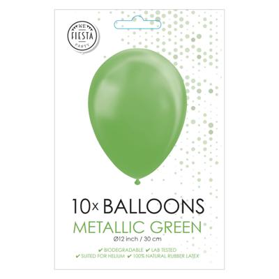Globos Ballonnen metallic green 30cm, 10st.
