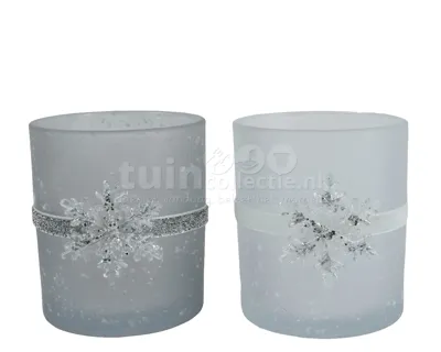 Waxinelichthouder Snowflake 10cm Assorti 1st