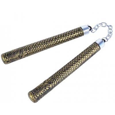 Carnaval verkleed wapen - Ninja nunchaku stokjes - goud - 25 cm - kunststof