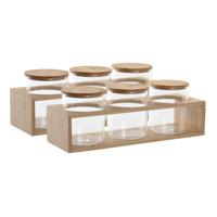 Item Int. Voorraadpotten 2x Set - 6x potjes - borosilicaatglas - bamboe deksel - incl. tray