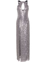 Elisabetta Franchi robe longue ornée de sequins à dos-nu - Argent