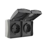 Buitenstopcontact dubbel opbouw IP54 spatwaterdicht Buitenstopcontact dubbel opbouw IP54 spatwaterdicht