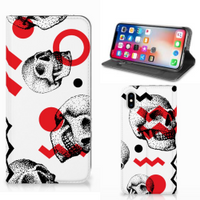 Mobiel BookCase Apple iPhone Xs Max Skull Red