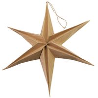 Decoratie kerstster - bruin - 29 cm - eco - papier - 6 punten - hangend - thumbnail
