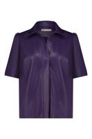 Studio Anneloes Abby Faux Leather Blouse 09293 Blouse 3800 Deep Purple