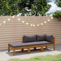 3-delige Loungeset met kussens massief acaciahout