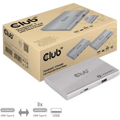 Thunderbolt 4 Portable 5-in-1 hub met smart power Dockingstation