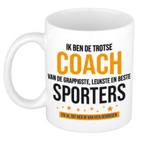 Trotse coach sporters cadeau koffiemok / theebeker 300 ml - thumbnail