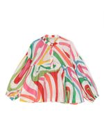 PUCCI Junior robe en coton à imprimé abstrait - Blanc