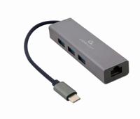 Gembird A-CMU3-LAN-01 USB-C Gigabit-netwerkadapter met 3-poorts USB 3.1-hub