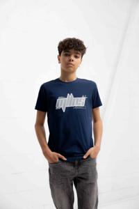 Malelions Font T-Shirt Kids Donkerblauw/Mint - Maat 176 - Kleur: DonkerblauwMint | Soccerfanshop